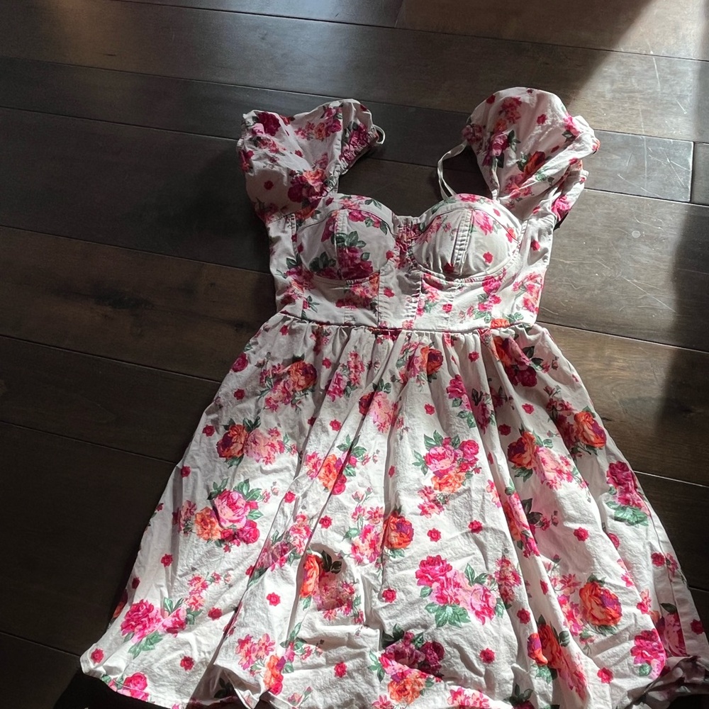 Cream Puff Sleeve Sundress with Sweetheart Neckline